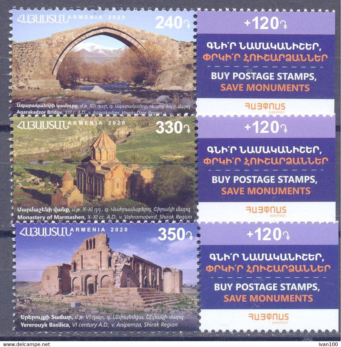 2020. Armenia, Historical And Cultural Monuments, 3v, Mint/** - Armenia