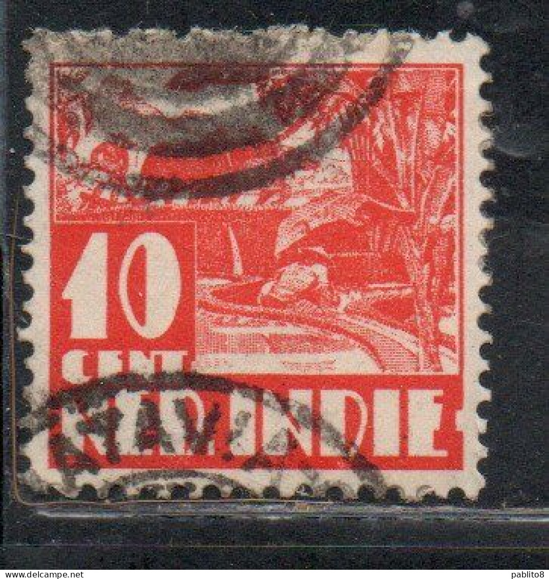 DUTCH INDIA INDIE INDE NEDERLANDS HOLLAND OLANDESE OLANDESI INDIES 1933 1937 1934 RICE FIELD SCENE 10c USED USATO - Nederlands-Indië