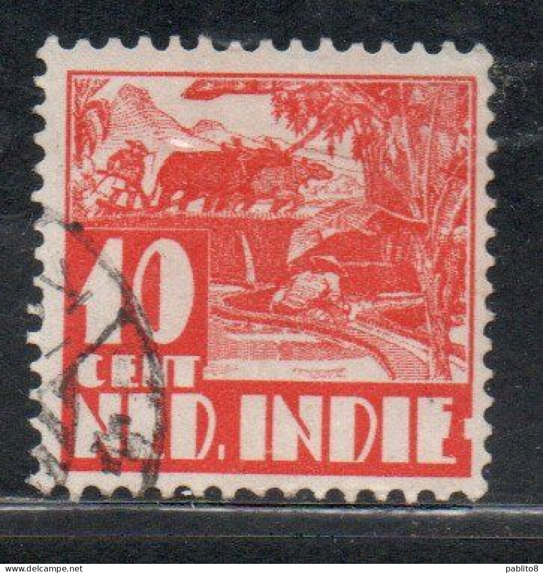 DUTCH INDIA INDIE INDE NEDERLANDS HOLLAND OLANDESE OLANDESI INDIES 1933 1937 1934 RICE FIELD SCENE 10c USED USATO - Nederlands-Indië