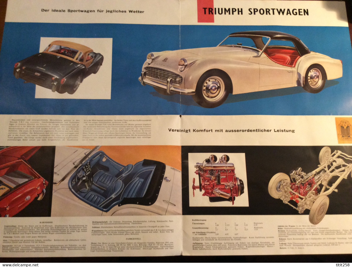 Catalogue Brochure Dépliant Voiture Automobile TRIUMPH TR 3 SPORTS - Automobile - F1