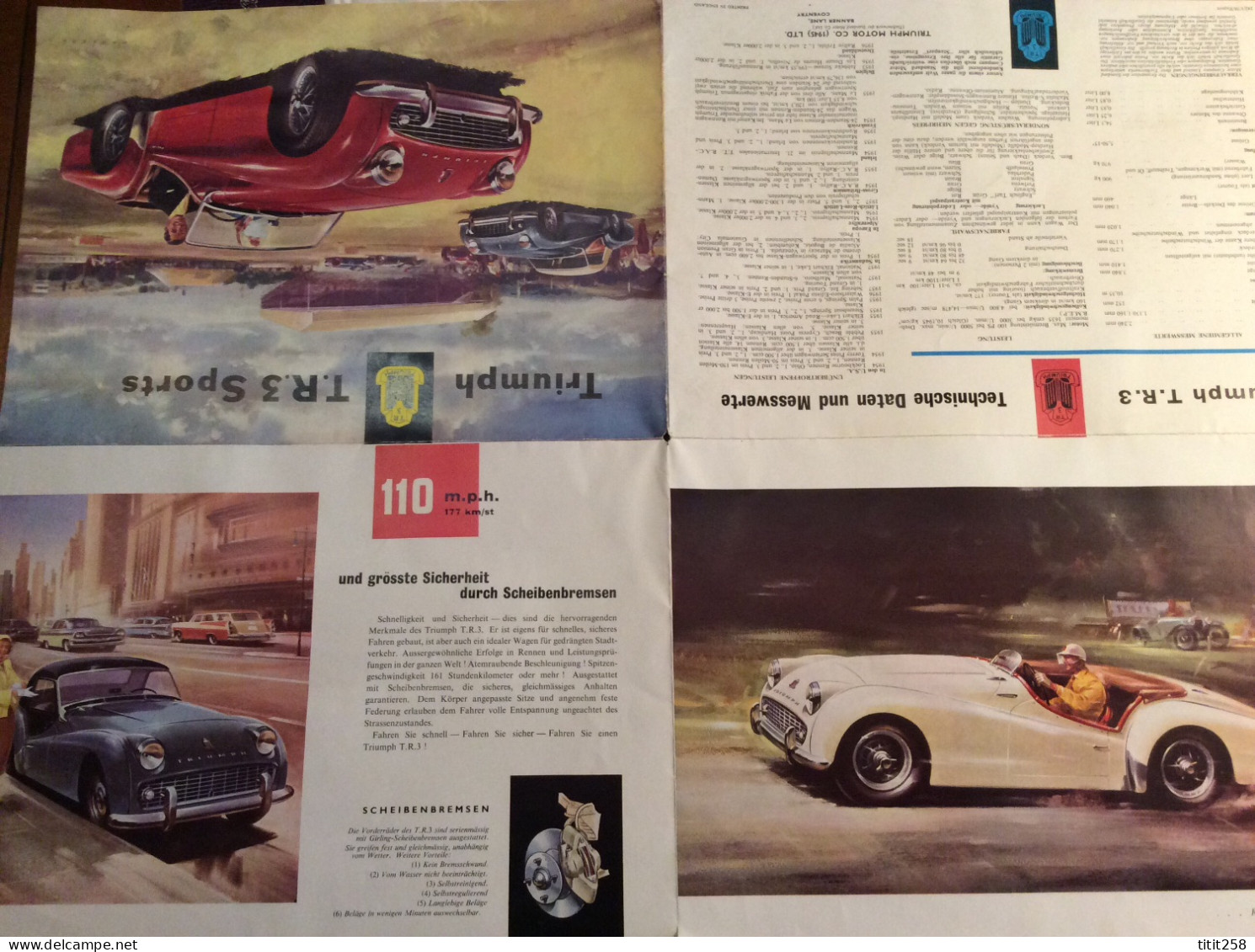 Catalogue Brochure Dépliant Voiture Automobile TRIUMPH TR 3 SPORTS - Car Racing - F1