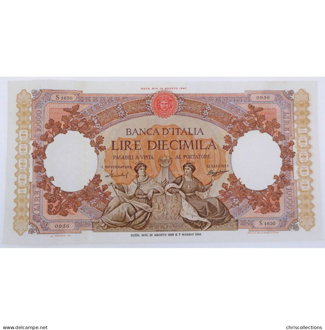Italie, 10.000 Lire ND 1953-1958, S1650/0956, XF  - 10.000 Lire