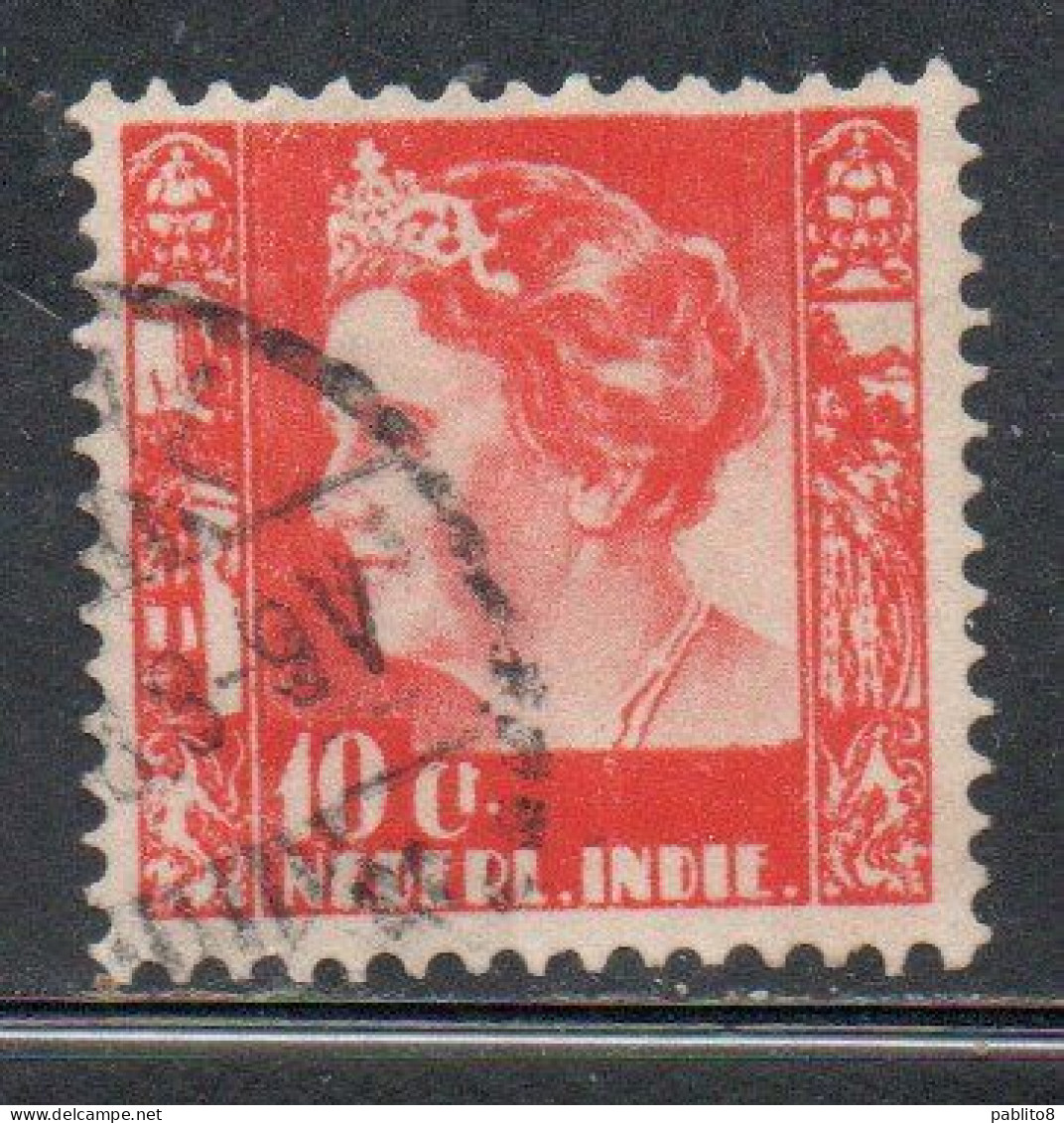 DUTCH INDIA INDIE INDE NEDERLANDS HOLLAND OLANDESE OLANDESI INDIES 1933 1937 QUEEN WILHELMINA 10c USED USATO - Nederlands-Indië