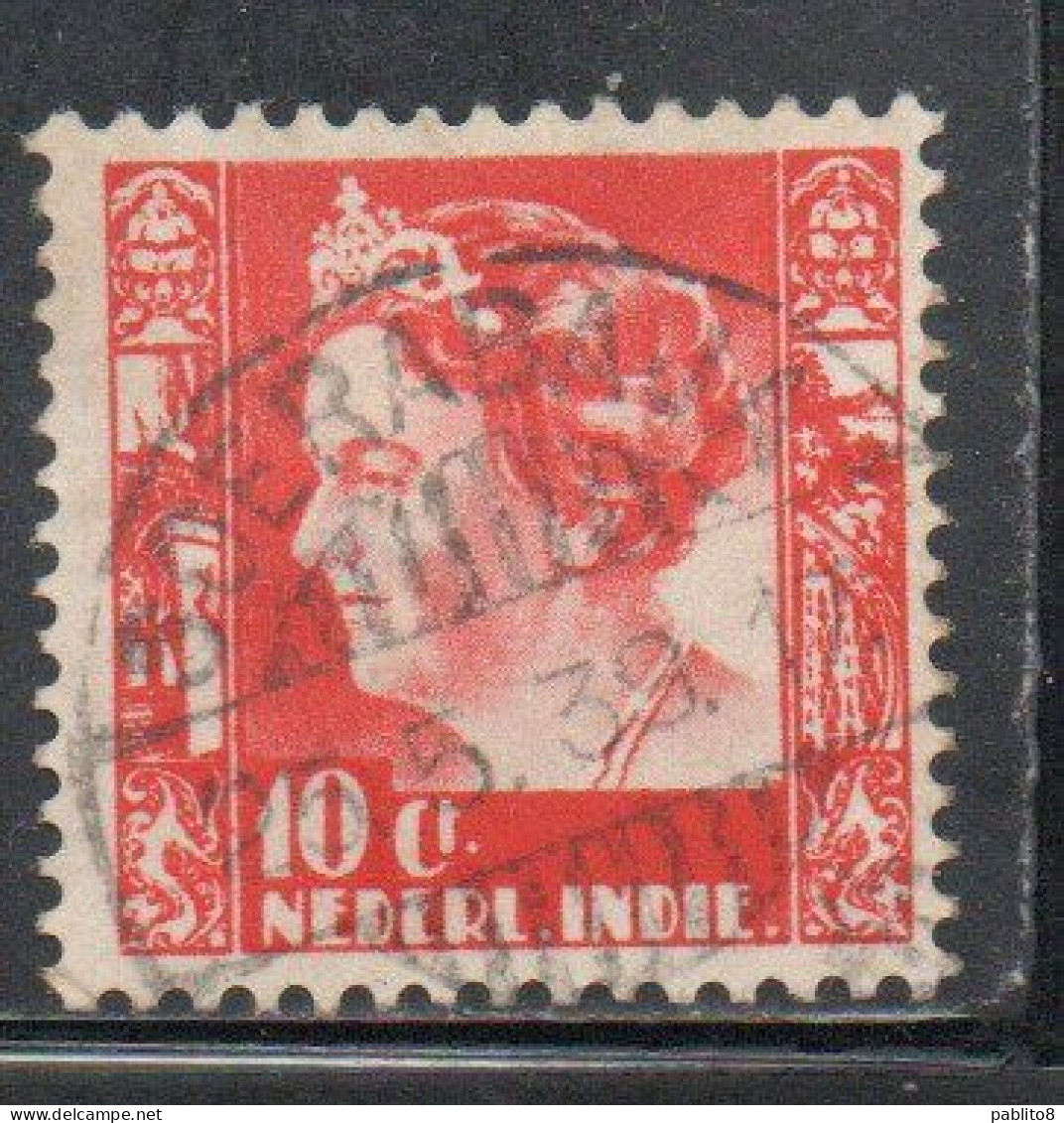 DUTCH INDIA INDIE INDE NEDERLANDS HOLLAND OLANDESE OLANDESI INDIES 1933 1937 QUEEN WILHELMINA 10c USED USATO - Nederlands-Indië