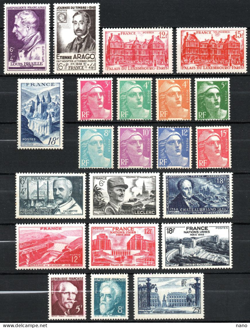 Année 1948 Complète (sauf Série Personnages Célèbres) - 22 Timbres - Neuf * - 1940-1949