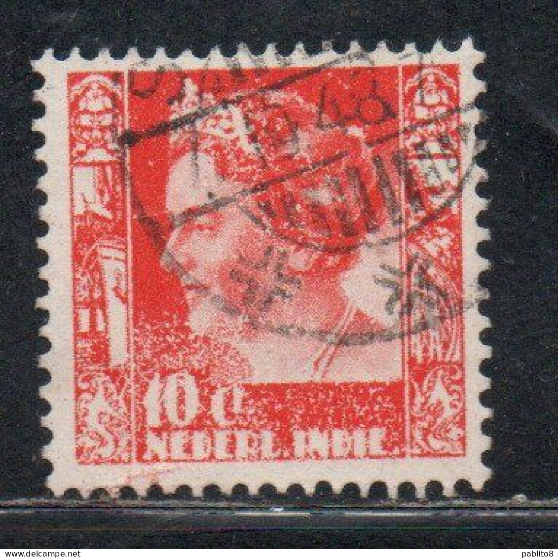 DUTCH INDIA INDIE INDE NEDERLANDS HOLLAND OLANDESE OLANDESI INDIES 1933 1937 QUEEN WILHELMINA 10c USED USATO - Nederlands-Indië