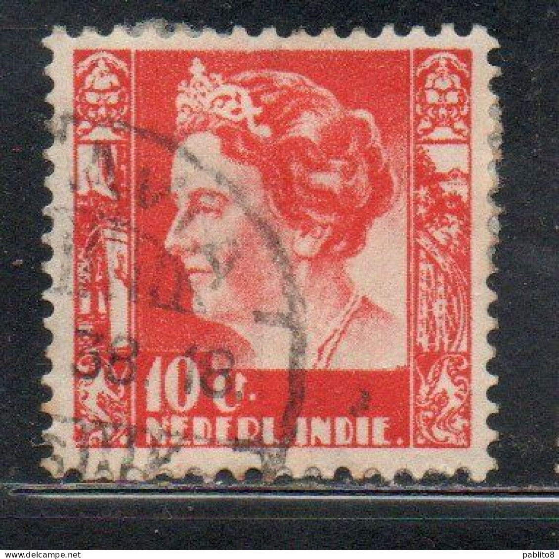 DUTCH INDIA INDIE INDE NEDERLANDS HOLLAND OLANDESE OLANDESI INDIES 1933 1937 QUEEN WILHELMINA 10c USED USATO - Nederlands-Indië