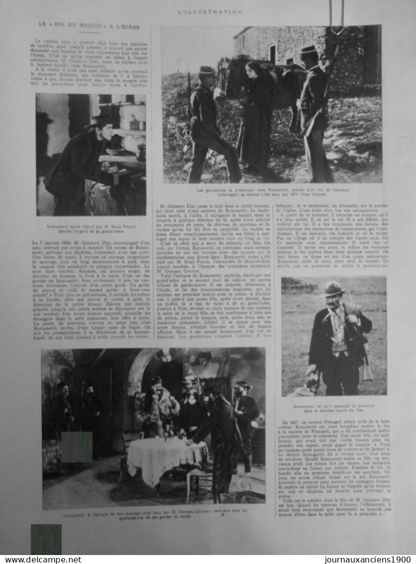 1925 JUSTICE AFFAIRE BANDIT CORSE ROMANETTI ROI MAQUIS ECRAN REALISATEUR 1 JOURNAL ANCIEN - Historische Documenten