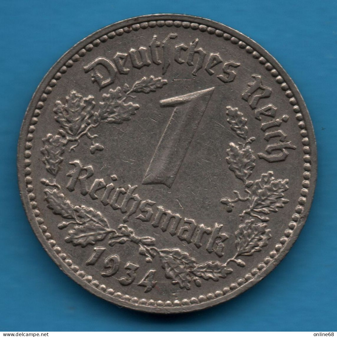 DEUTSCHES REICH 1 REICHSMARK 1934 J KM# 78 - 1 Reichsmark
