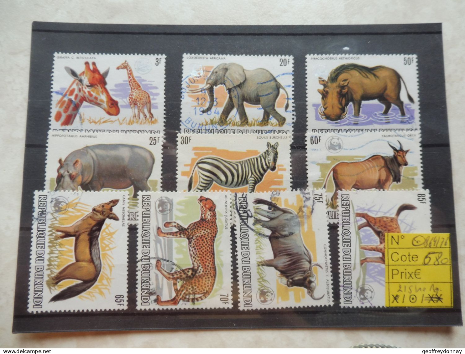 Burundi 864/876  Animaux Dieren Oblitéré Used Gestempelt 1982 Manque ( 2/5/10fr ) Perfect Parfait Etat - Used Stamps