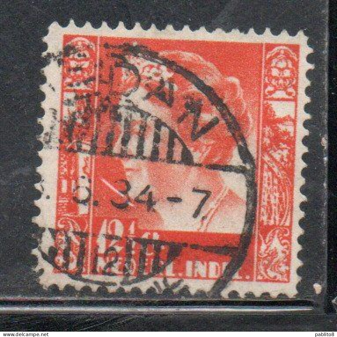 DUTCH INDIA INDIE INDE NEDERLANDS HOLLAND OLANDESE OLANDESI INDIES 1933 1937 QUEEN WILHELMINA 12 1/2c USED USATO - Nederlands-Indië