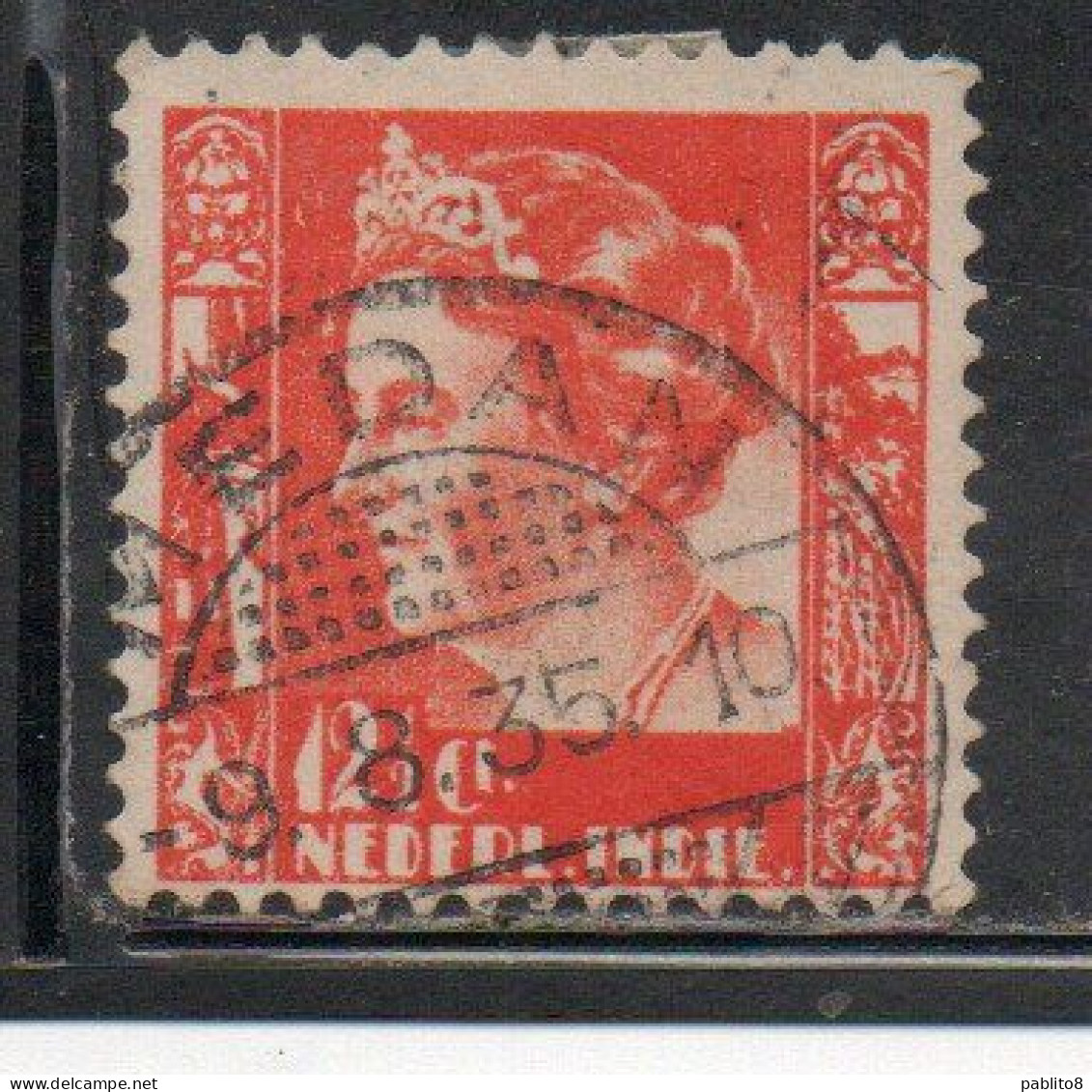 DUTCH INDIA INDIE INDE NEDERLANDS HOLLAND OLANDESE OLANDESI INDIES 1933 1937 QUEEN WILHELMINA 12 1/2c USED USATO - Nederlands-Indië