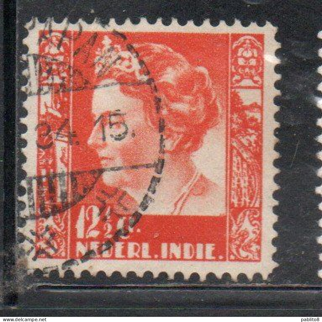 DUTCH INDIA INDIE INDE NEDERLANDS HOLLAND OLANDESE OLANDESI INDIES 1933 1937 1934 QUEEN WILHELMINA 12 1/2c USED USATO - Nederlands-Indië