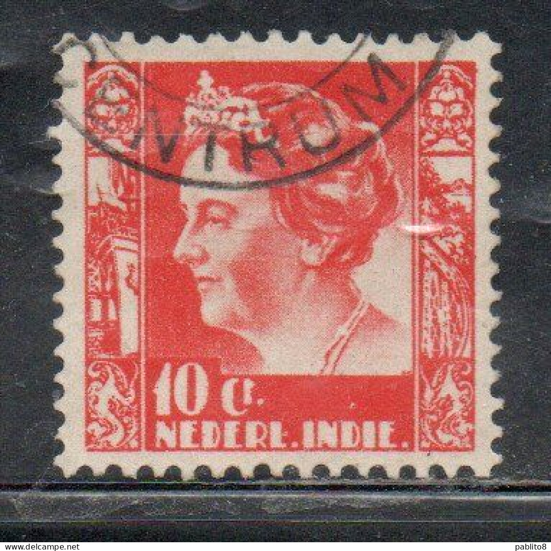 DUTCH INDIA INDIE INDE NEDERLANDS HOLLAND OLANDESE OLANDESI INDIES 1933 1937 QUEEN WILHELMINA 10c USED USATO - Nederlands-Indië