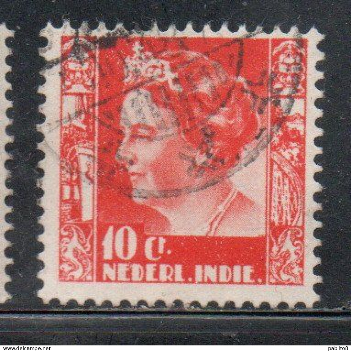 DUTCH INDIA INDIE INDE NEDERLANDS HOLLAND OLANDESE OLANDESI INDIES 1933 1937 QUEEN WILHELMINA 10c USED USATO - Nederlands-Indië