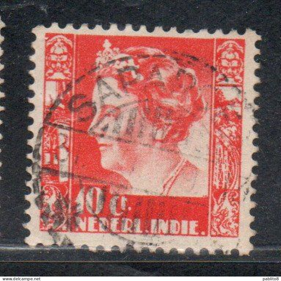 DUTCH INDIA INDIE INDE NEDERLANDS HOLLAND OLANDESE OLANDESI INDIES 1933 1937 QUEEN WILHELMINA 10c USED USATO - Nederlands-Indië