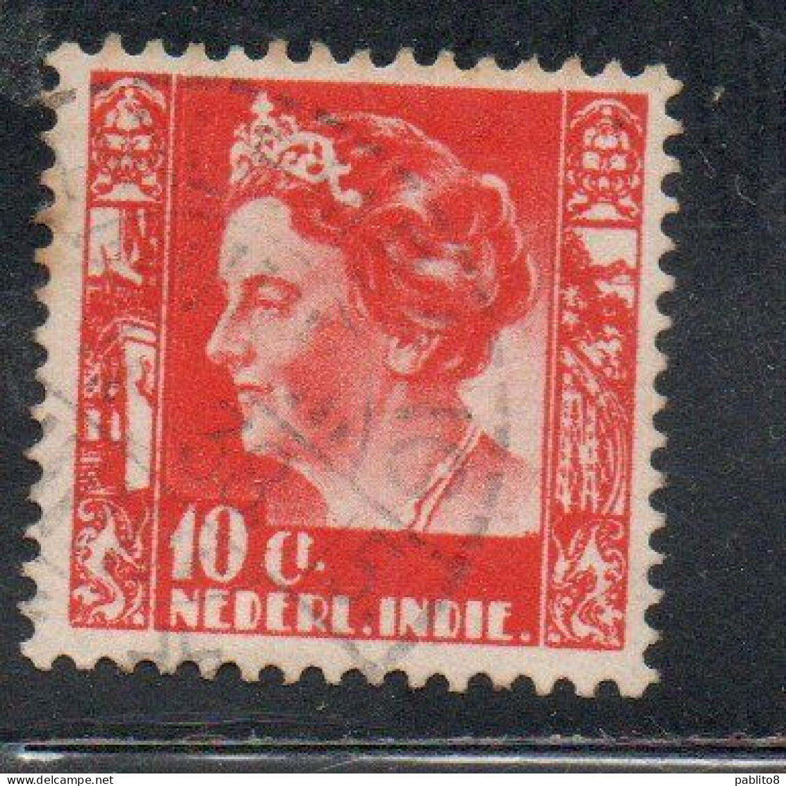 DUTCH INDIA INDIE INDE NEDERLANDS HOLLAND OLANDESE OLANDESI INDIES 1933 1937 QUEEN WILHELMINA 10c USED USATO - Nederlands-Indië