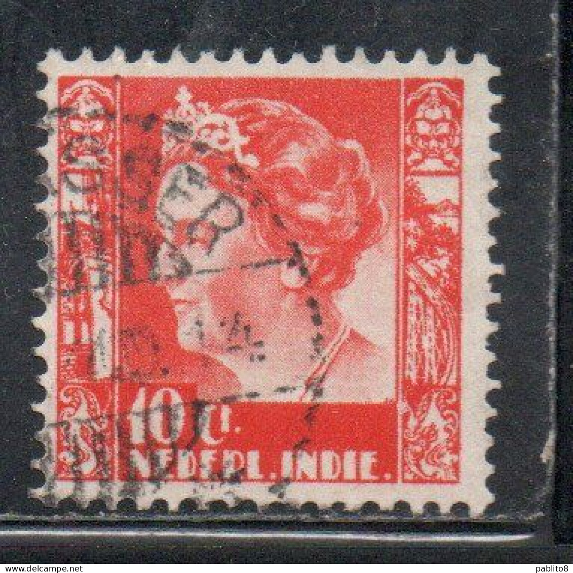 DUTCH INDIA INDIE INDE NEDERLANDS HOLLAND OLANDESE OLANDESI INDIES 1933 1937 QUEEN WILHELMINA 10c USED USATO - Nederlands-Indië