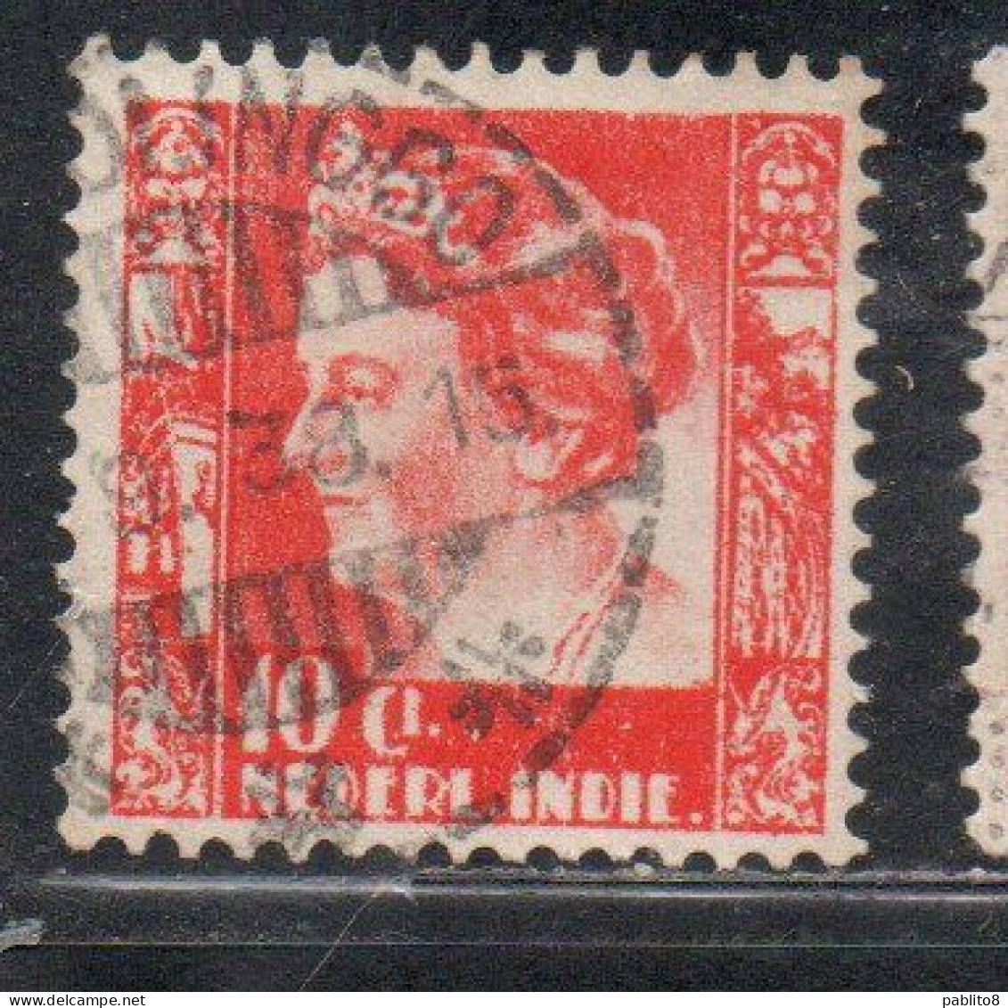 DUTCH INDIA INDIE INDE NEDERLANDS HOLLAND OLANDESE OLANDESI INDIES 1933 1937 QUEEN WILHELMINA 10c USED USATO - Nederlands-Indië