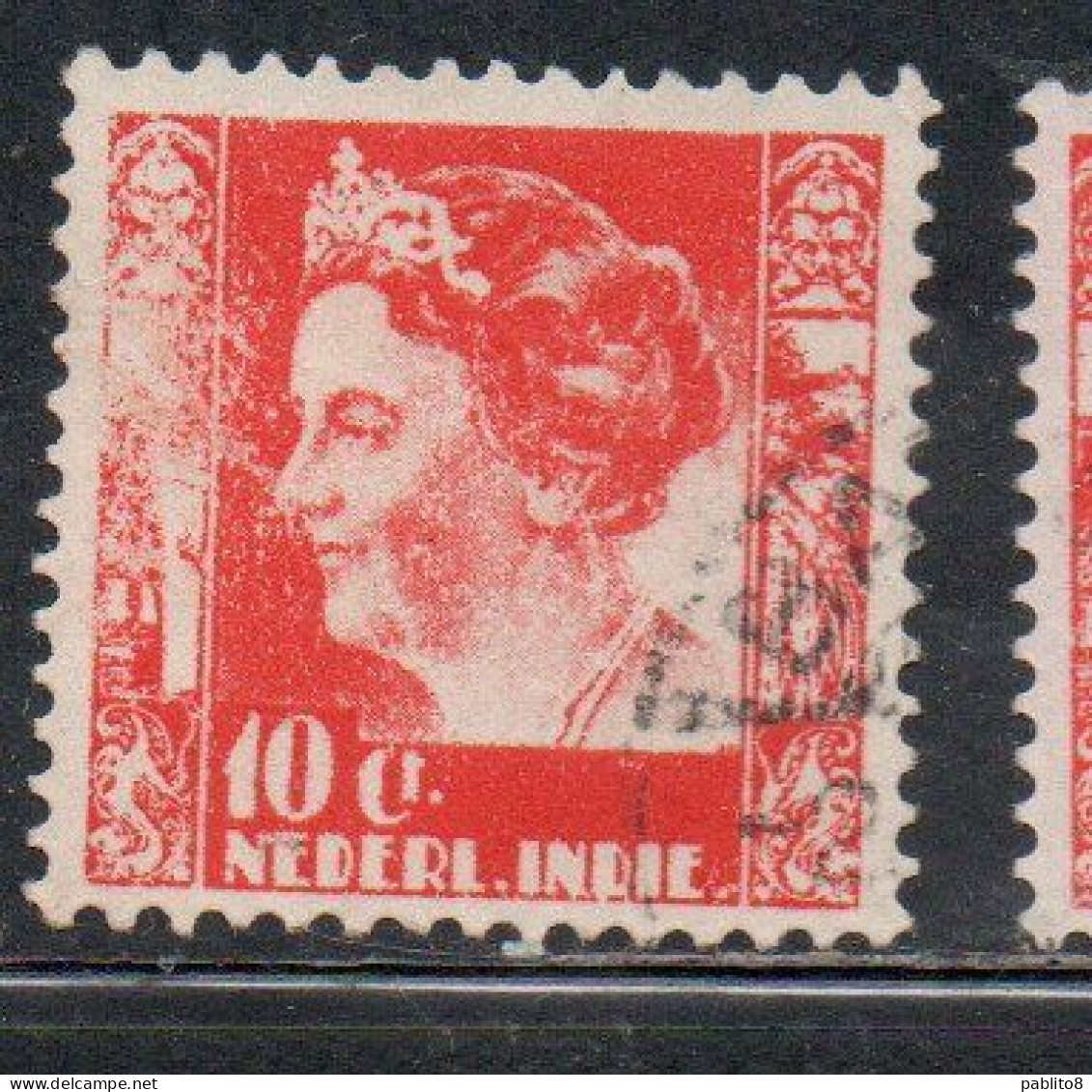 DUTCH INDIA INDIE INDE NEDERLANDS HOLLAND OLANDESE OLANDESI INDIES 1933 1937 QUEEN WILHELMINA 10c USED USATO - Nederlands-Indië