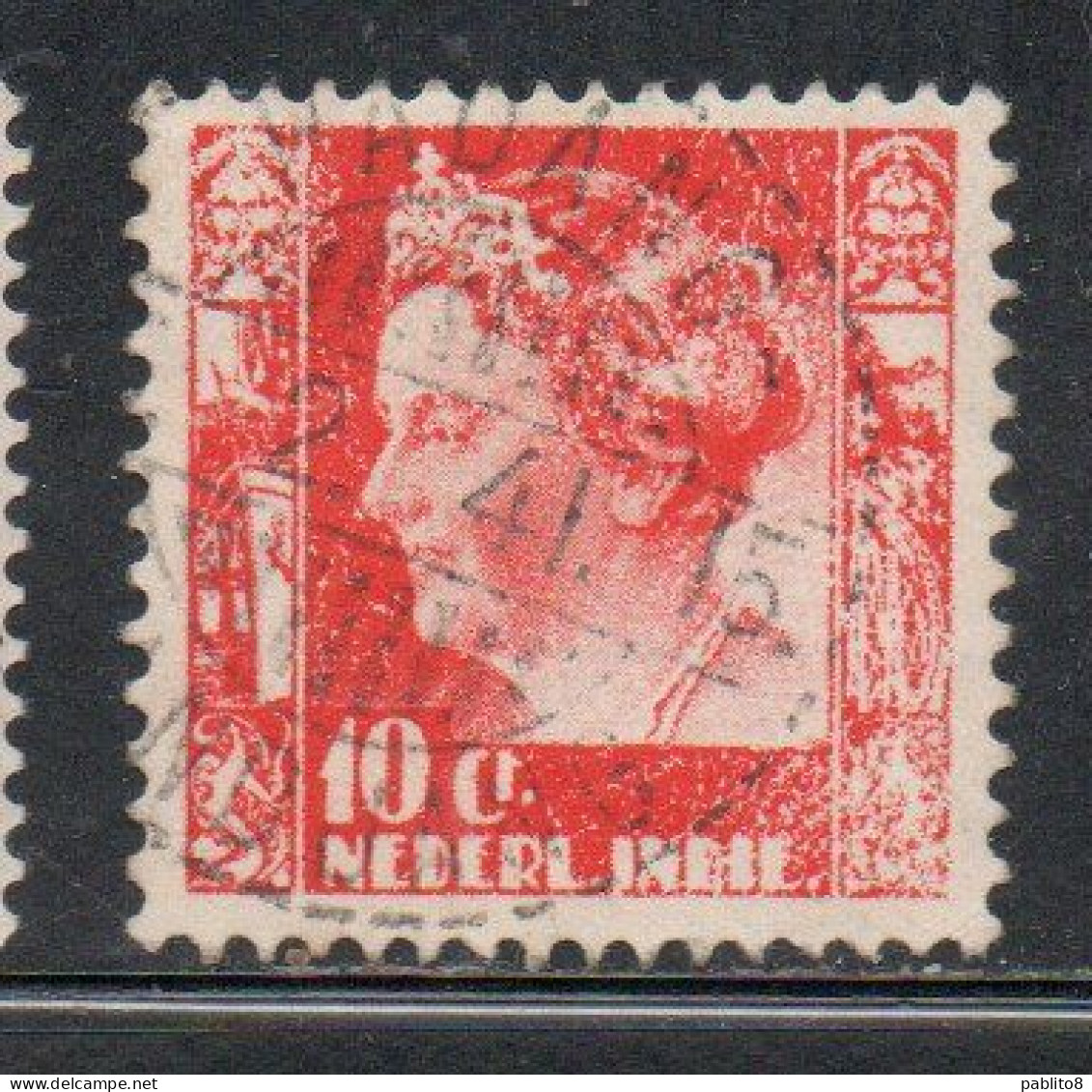 DUTCH INDIA INDIE INDE NEDERLANDS HOLLAND OLANDESE OLANDESI INDIES 1933 1937 QUEEN WILHELMINA 10c USED USATO - Nederlands-Indië