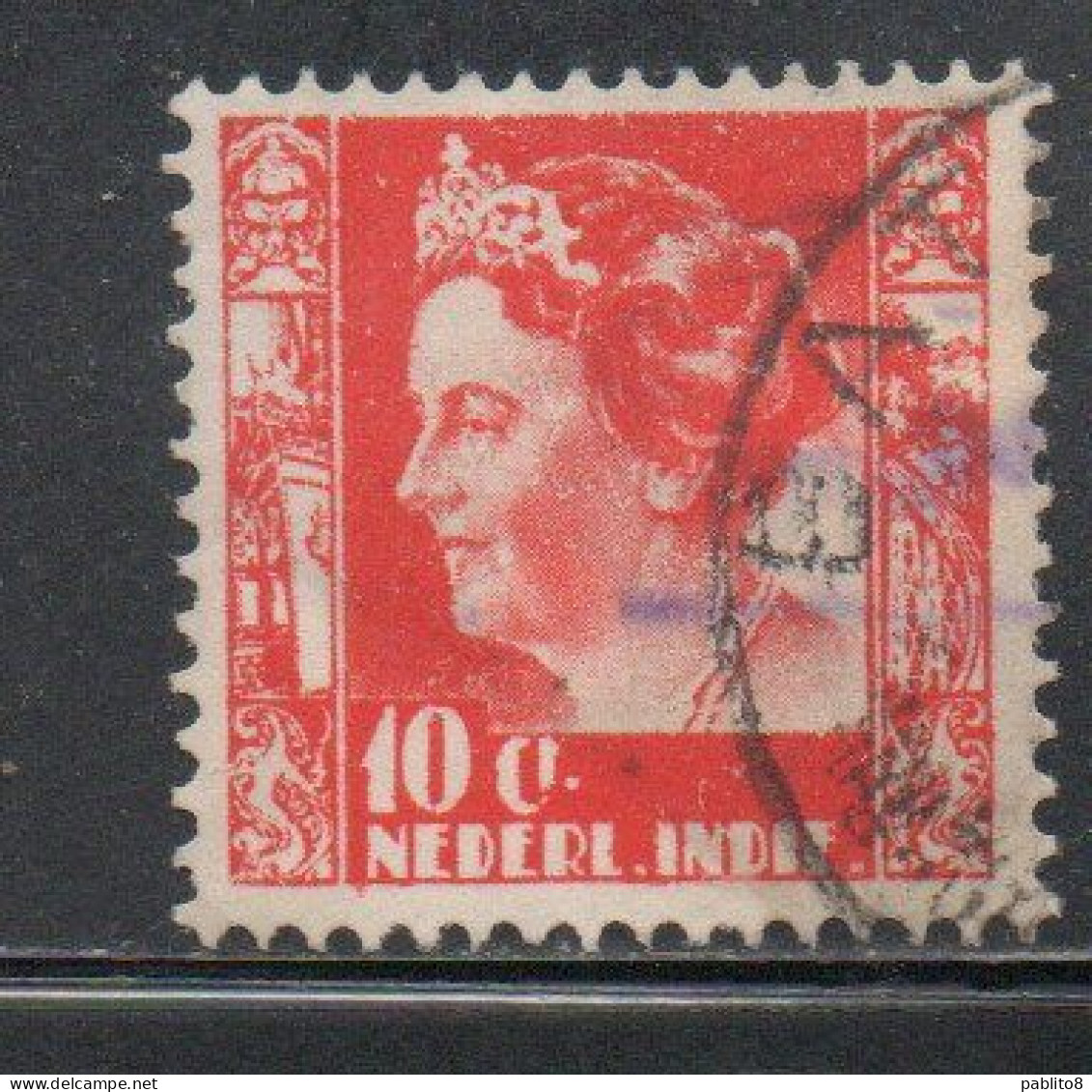 DUTCH INDIA INDIE INDE NEDERLANDS HOLLAND OLANDESE OLANDESI INDIES 1933 1937 QUEEN WILHELMINA 10c USED USATO - Nederlands-Indië