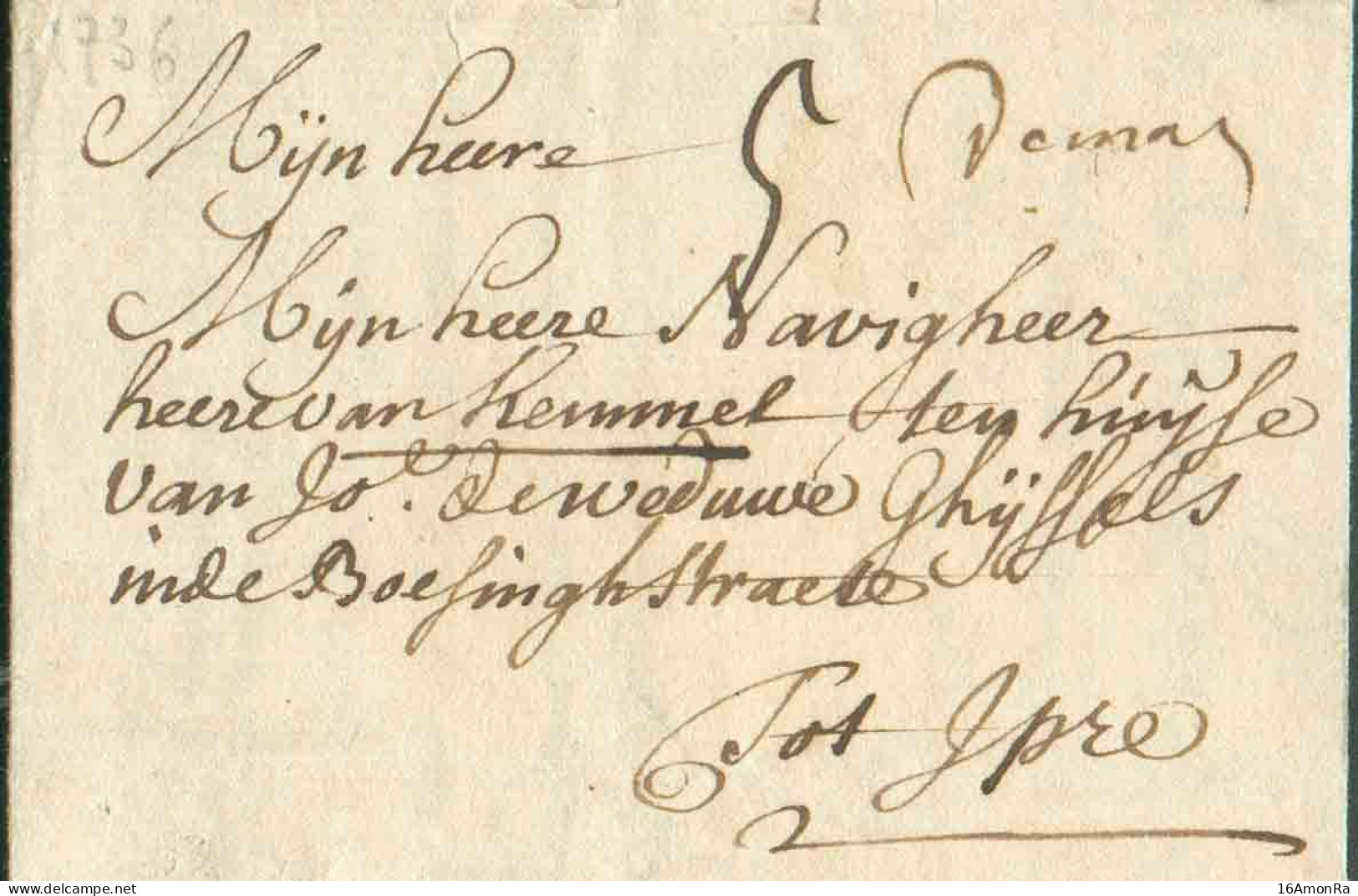 LAC De MALINES Le 11 Février 1738 Vers Ypres. Port De '5' Sols (encre). - TTB -  14388 - 1714-1794 (Paises Bajos Austriacos)