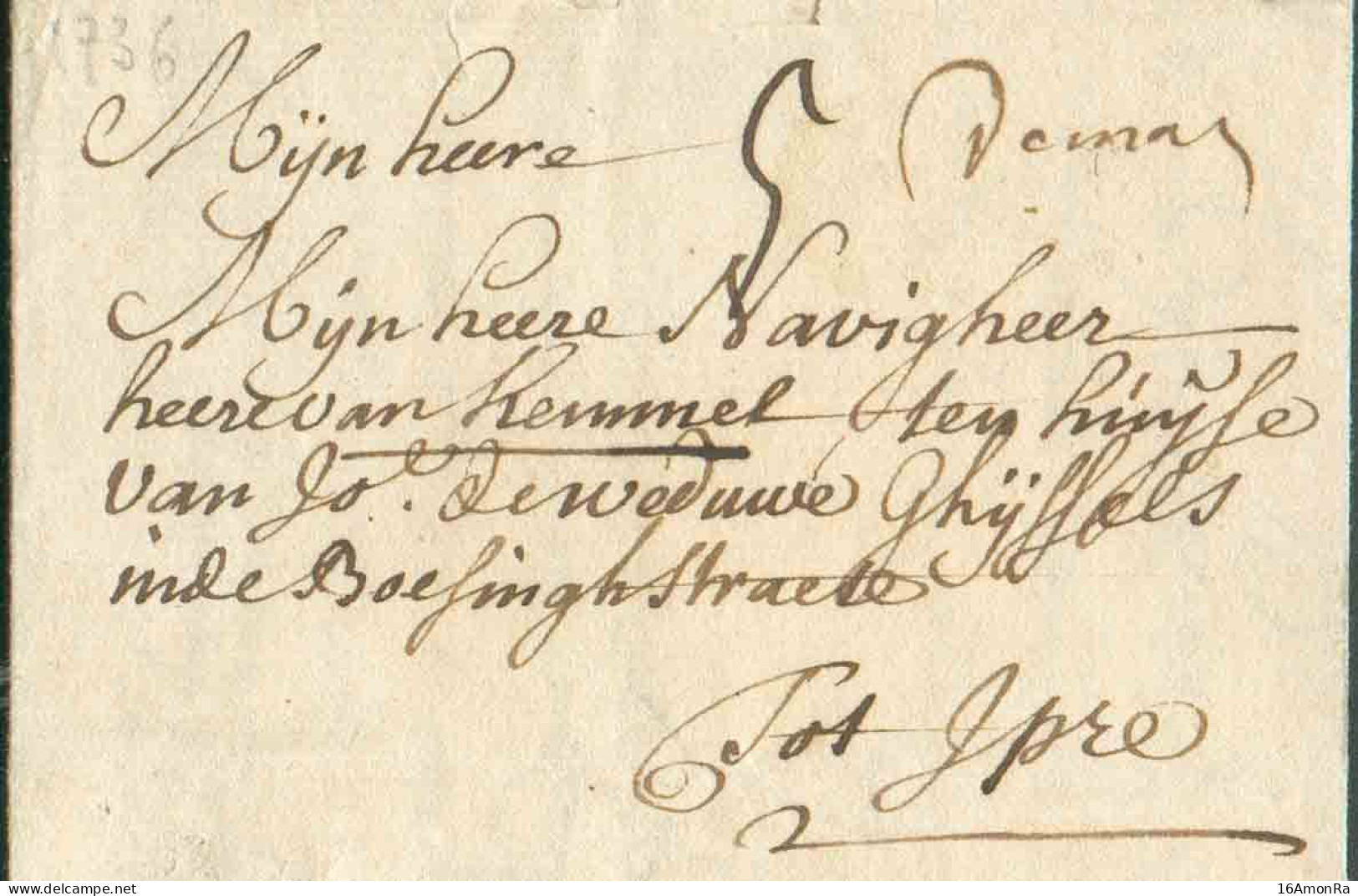 LAC De MALINES Le 11 Février 1738 Vers Ypres. Port De '5' Sols (encre). - TTB -  14388 - 1714-1794 (Oostenrijkse Nederlanden)