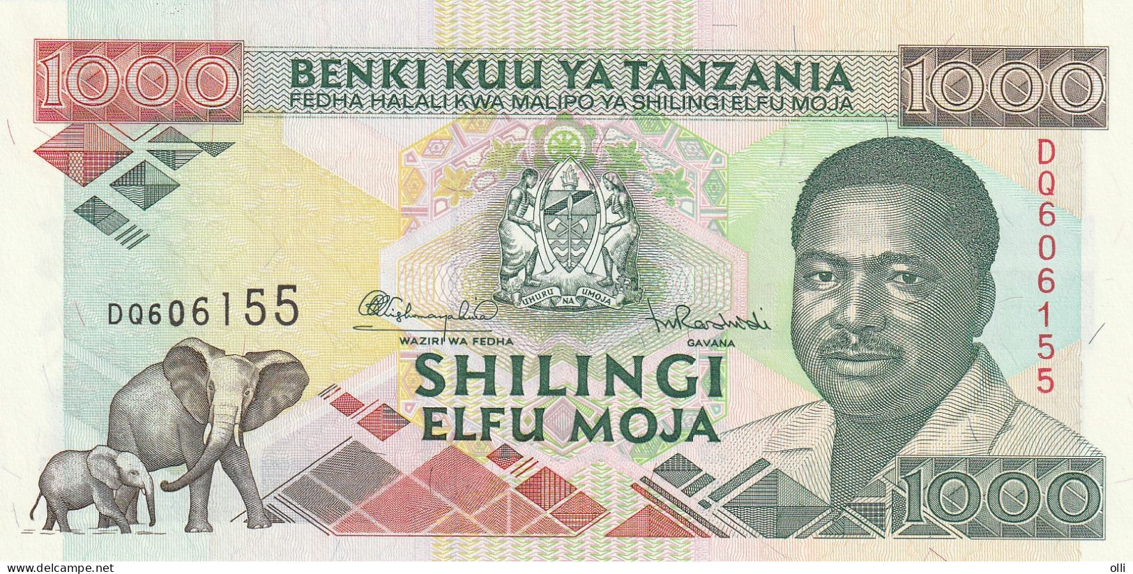 TANZANIA   1000 SHILLINGS  1993   P-27   UNC - Tansania