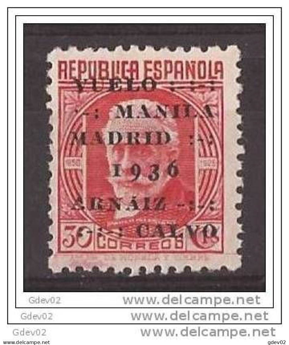 ES741SASF-L3987PC-TESPAEREOA.España. Spain  Espagne. VUELO MANILA-MADRID  1936 (Ed 741**) Sin Charnela.LUJO - Nuevos