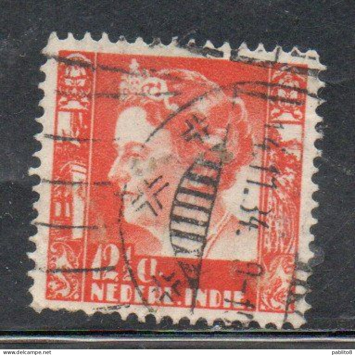 DUTCH INDIA INDIE INDE NEDERLANDS HOLLAND OLANDESE OLANDESI INDIES 1933 1937 1934 QUEEN WILHELMINA 12 1/2c USED USATO - Nederlands-Indië