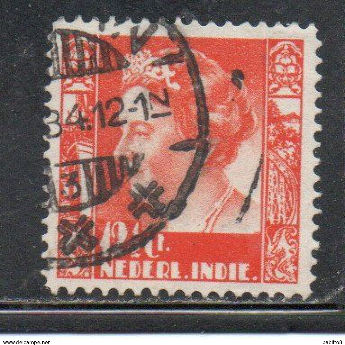 DUTCH INDIA INDIE INDE NEDERLANDS HOLLAND OLANDESE OLANDESI INDIES 1933 1937 1934 QUEEN WILHELMINA 12 1/2c USED USATO - Nederlands-Indië