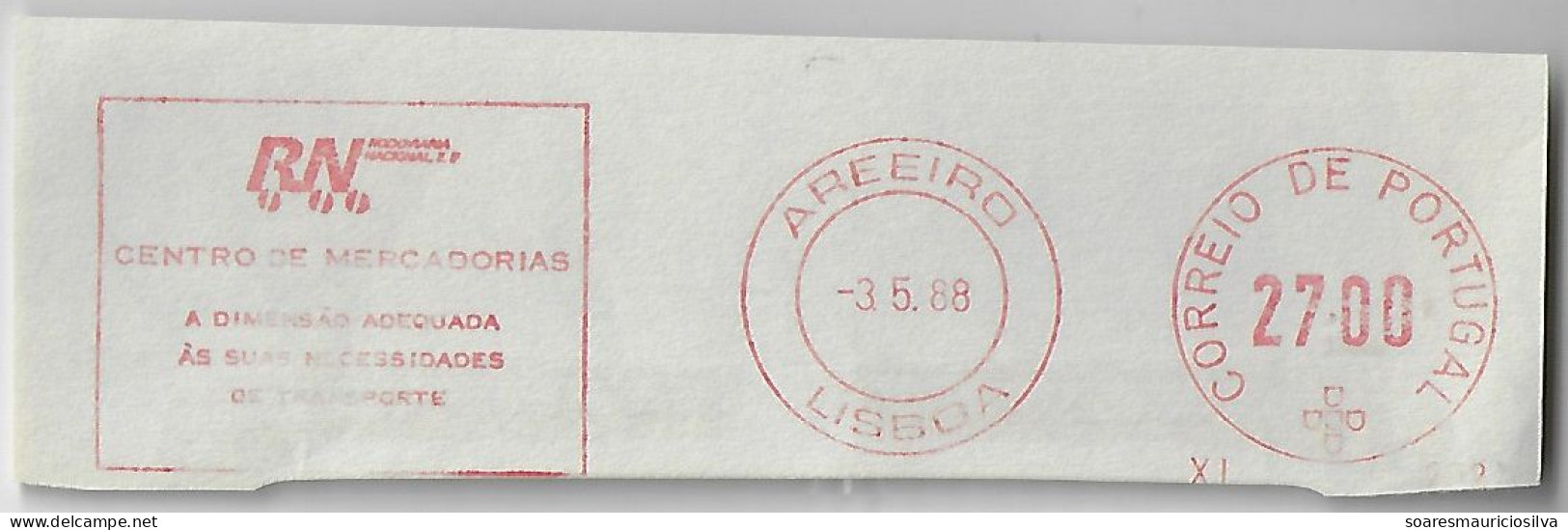 Portugal 1988 Cover Fragment Meter Stamp Frama Slogan National Road Co. From Lisbon Areeiro Agency Transport Bus - Busses
