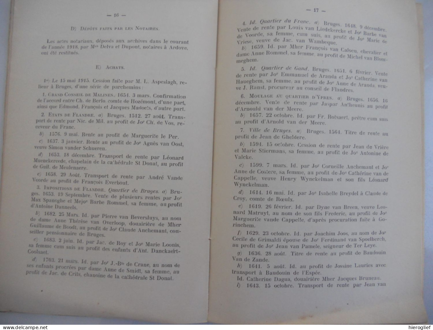 Les Archives De L'état En Belgique Pendant La Guerre 1914-1918 J Cuvelier / Les Archives à Bruges Par Baron Van Zuylen - Guerre 1914-18