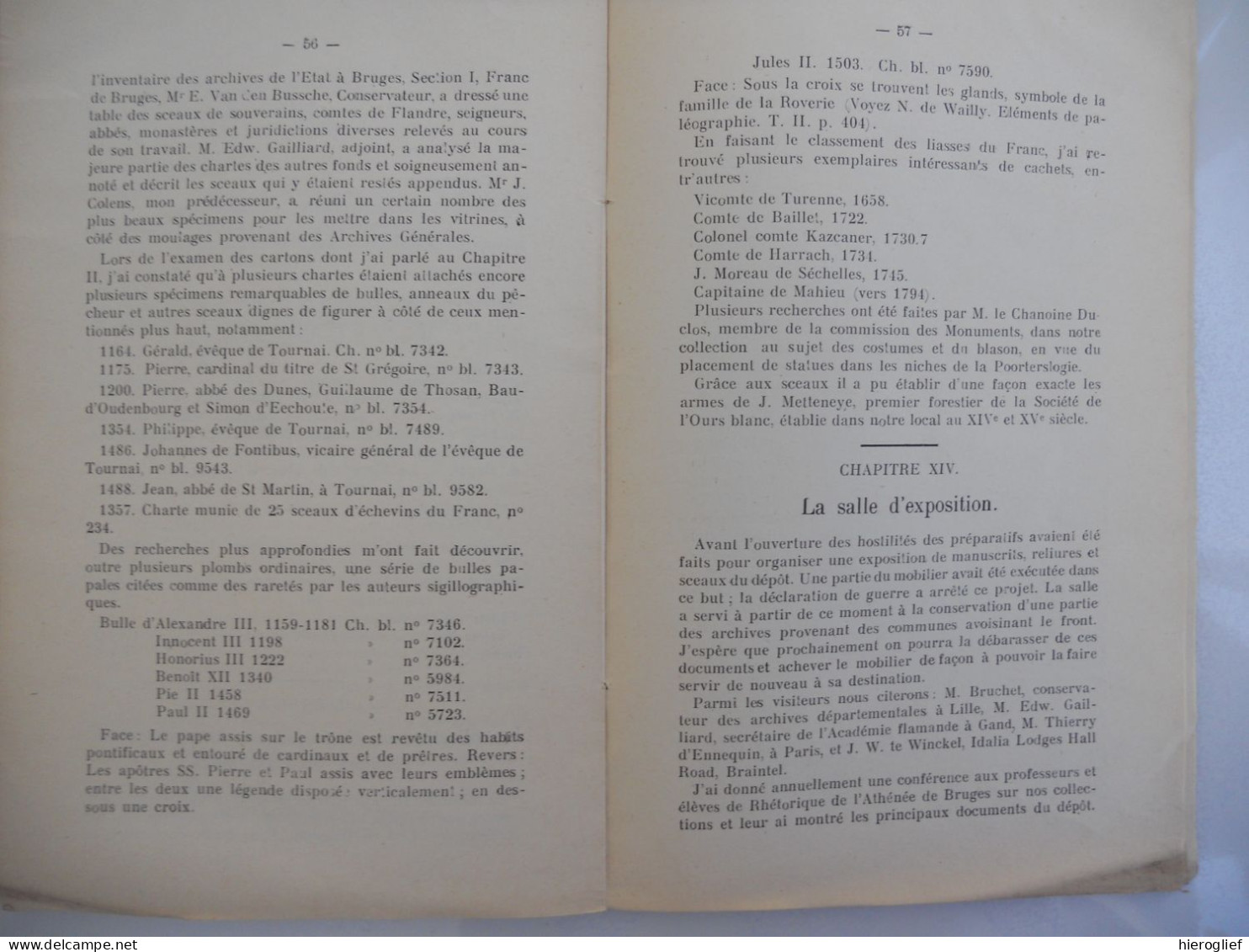 Les Archives De L'état En Belgique Pendant La Guerre 1914-1918 J Cuvelier / Les Archives à Bruges Par Baron Van Zuylen - Oorlog 1914-18