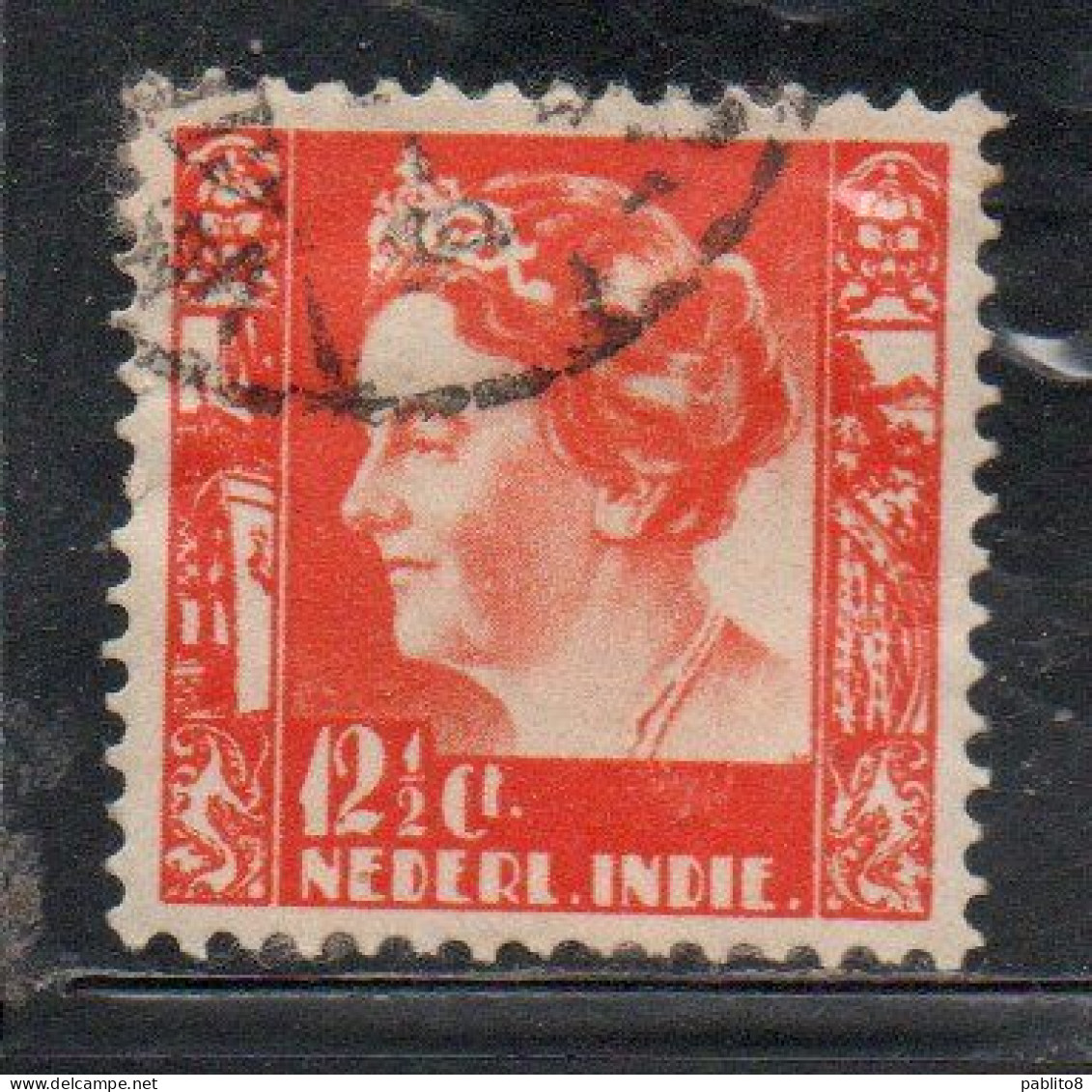 DUTCH INDIA INDIE INDE NEDERLANDS HOLLAND OLANDESE OLANDESI INDIES 1933 1937 1934 QUEEN WILHELMINA 12 1/2c USED USATO - Nederlands-Indië