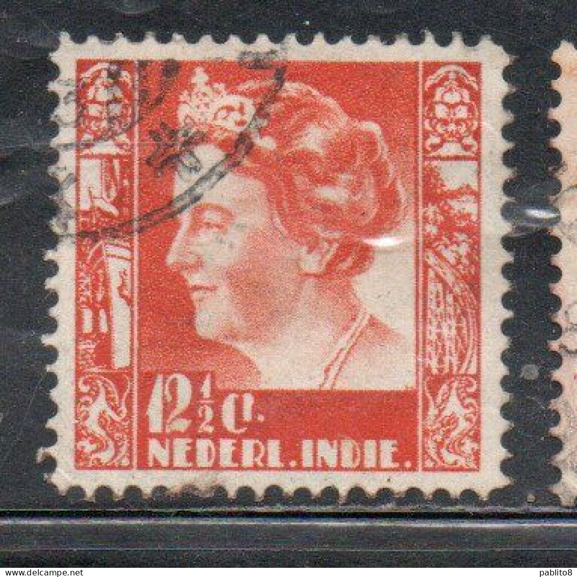 DUTCH INDIA INDIE INDE NEDERLANDS HOLLAND OLANDESE OLANDESI INDIES 1933 1937 1934 QUEEN WILHELMINA 12 1/2c USED USATO - Nederlands-Indië