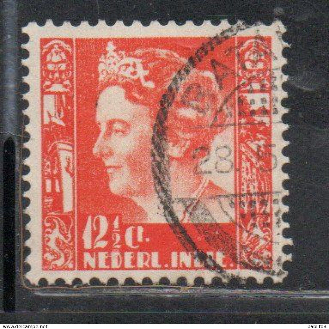 DUTCH INDIA INDIE INDE NEDERLANDS HOLLAND OLANDESE OLANDESI INDIES 1933 1937 1934 QUEEN WILHELMINA 12 1/2c USED USATO - Nederlands-Indië