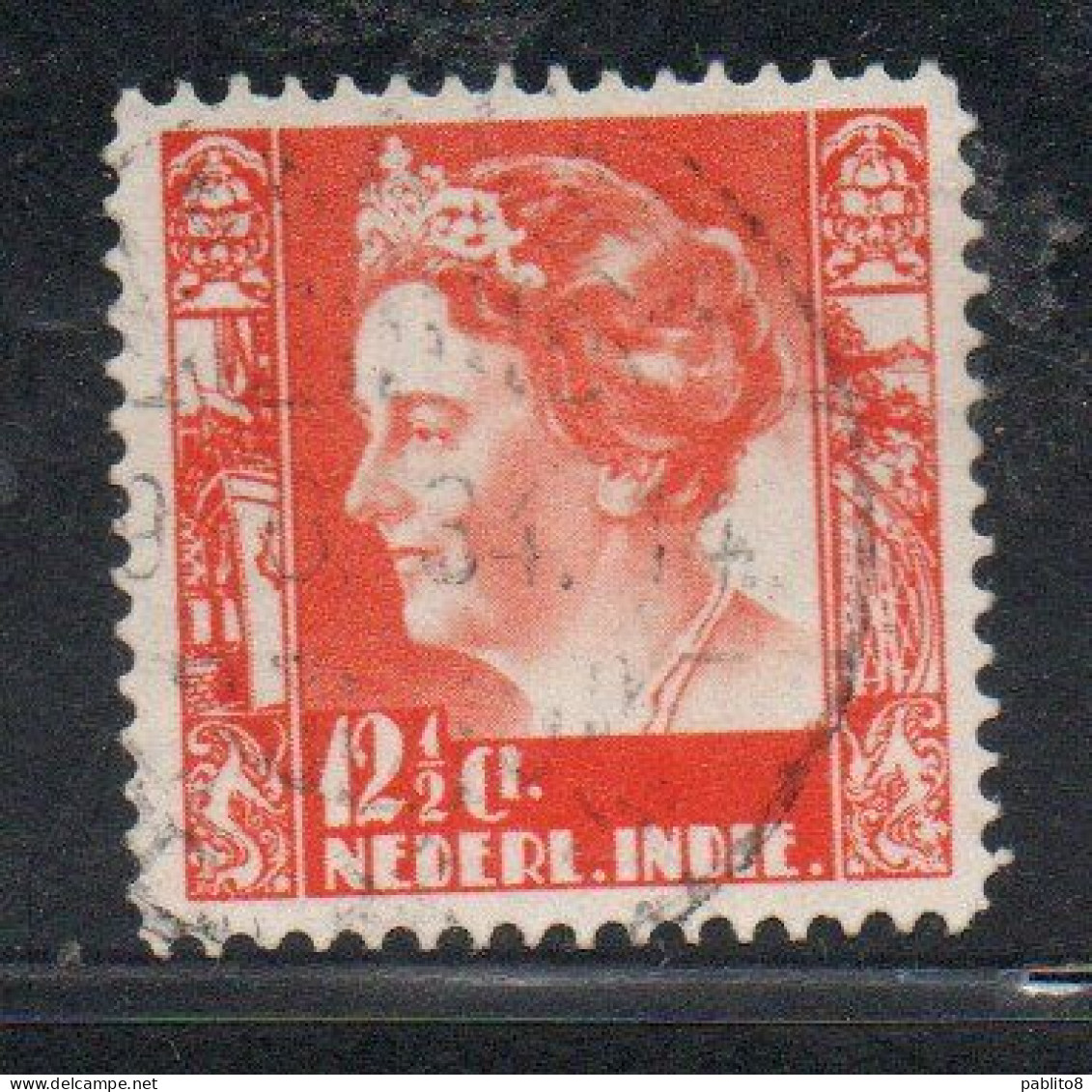 DUTCH INDIA INDIE INDE NEDERLANDS HOLLAND OLANDESE OLANDESI INDIES 1933 1937 1934 QUEEN WILHELMINA 12 1/2c USED USATO - Nederlands-Indië