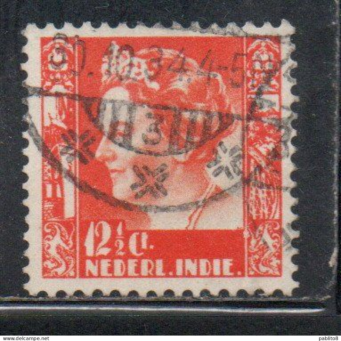 DUTCH INDIA INDIE INDE NEDERLANDS HOLLAND OLANDESE OLANDESI INDIES 1933 1937 1934 QUEEN WILHELMINA 12 1/2c USED USATO - Nederlands-Indië