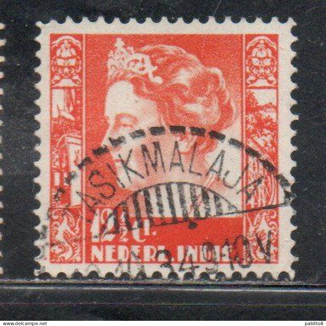 DUTCH INDIA INDIE INDE NEDERLANDS HOLLAND OLANDESE OLANDESI INDIES 1933 1937 1934 QUEEN WILHELMINA 12 1/2c USED USATO - Nederlands-Indië