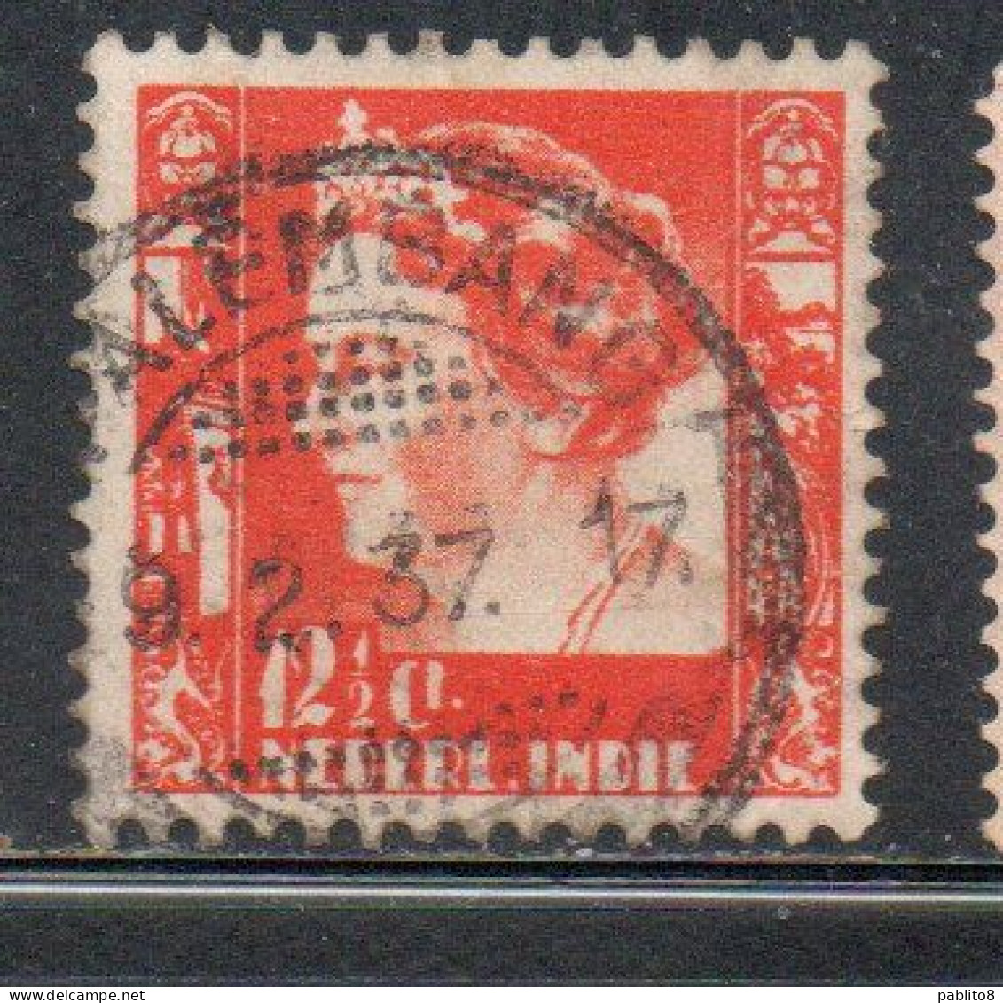 DUTCH INDIA INDIE INDE NEDERLANDS HOLLAND OLANDESE OLANDESI INDIES 1933 1937 1934 QUEEN WILHELMINA 12 1/2c USED USATO - Nederlands-Indië