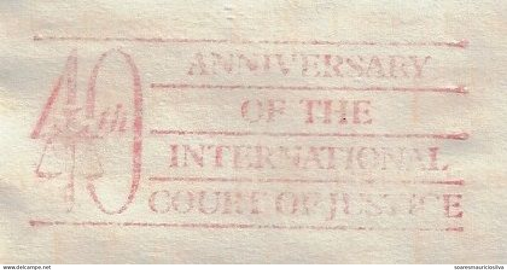 United Nations 1986 Fragment Cover Meter Stamp Pitney Bowes Slogan 40th Anniversary International Court Of Justice NY - Covers & Documents