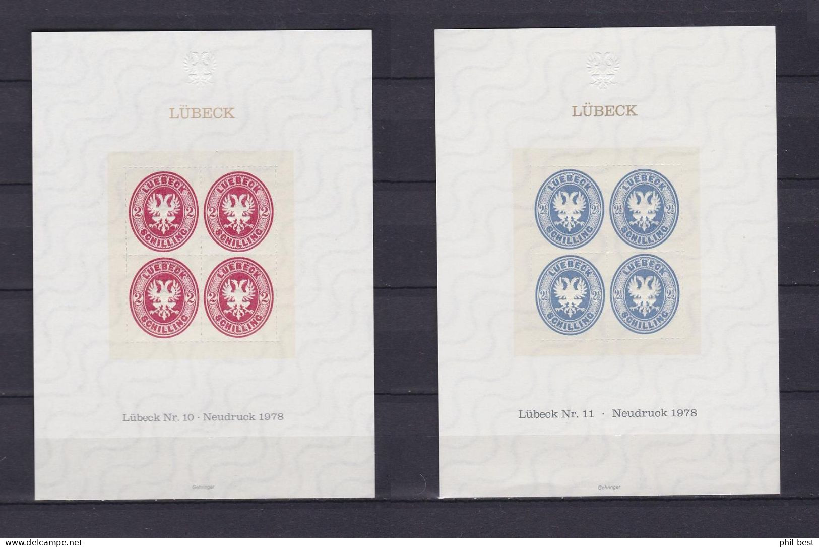 Lübeck Nr 8, 9, 10, 11, 12 ND, 5 X Neudruck Von 1978 #J801 - Lübeck