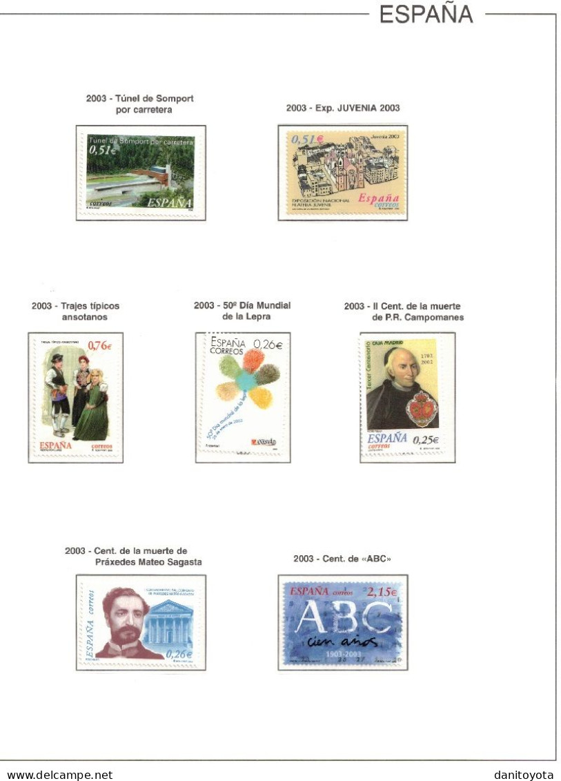 ESPAÑA. AÑO 2003 COLECCIÓN COMPLETA DE SELLOS  H.B Y CARNET EN NUEVO. - Collections