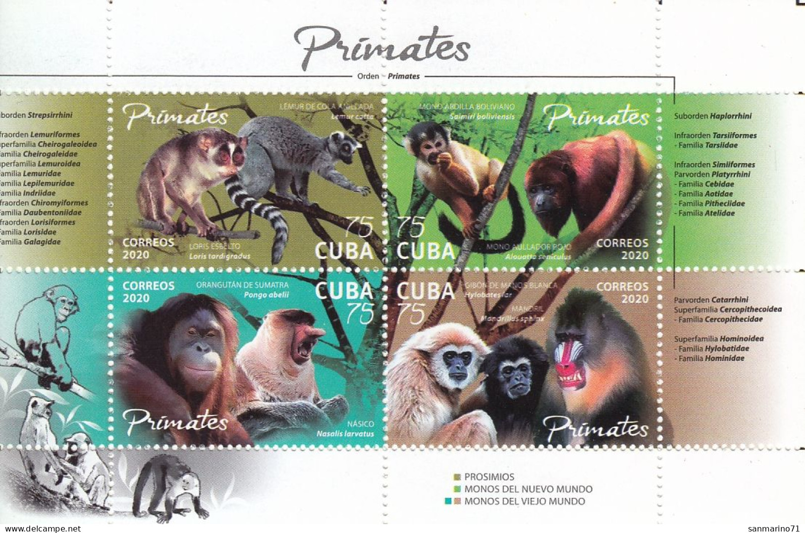 CUBA Block 378,unused,monkeys - Blokken & Velletjes