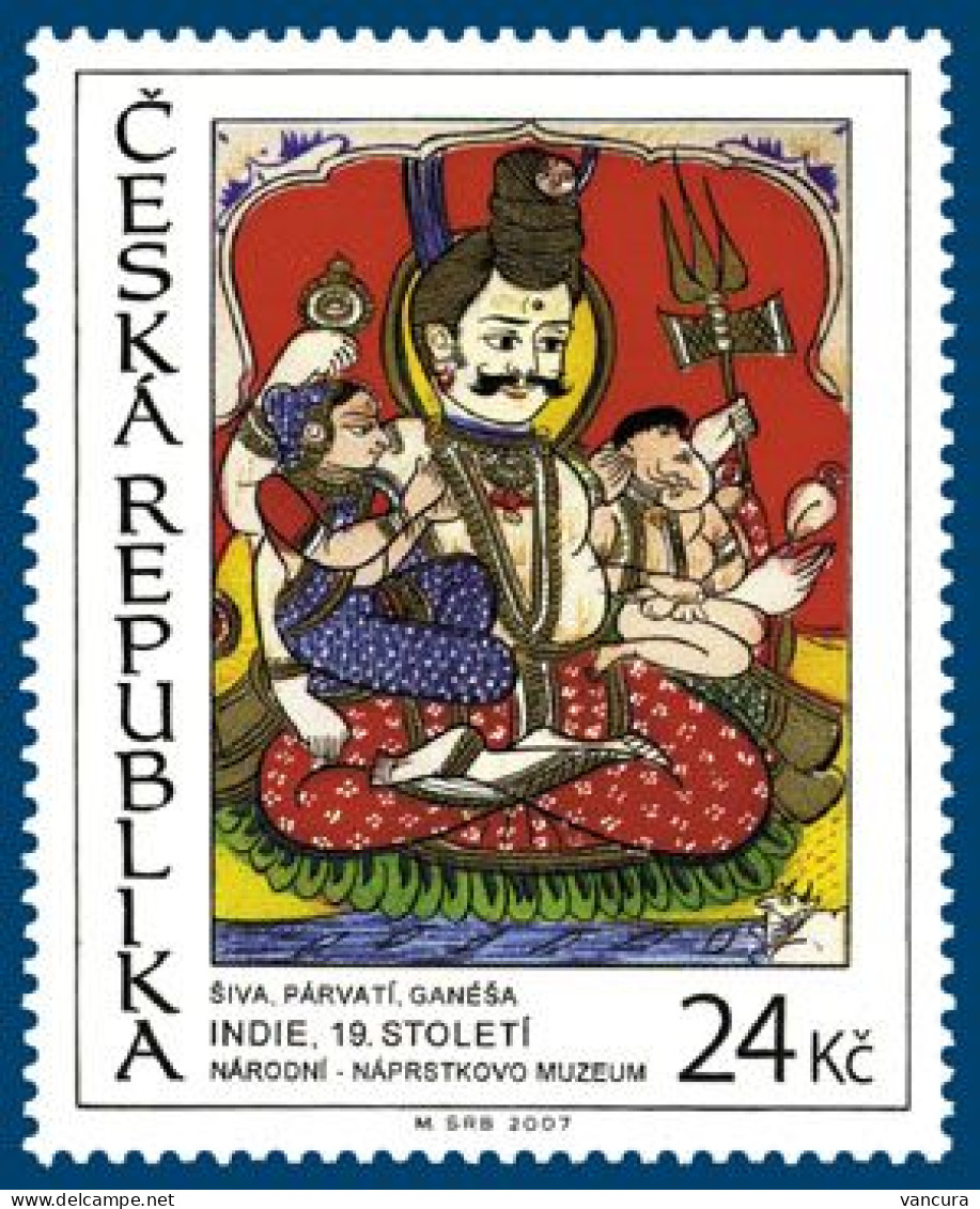 504 Czech Republic ORIENTAL ART FROM OF INDIA 2007 Shiva Parvati Ganesha - Unused Stamps