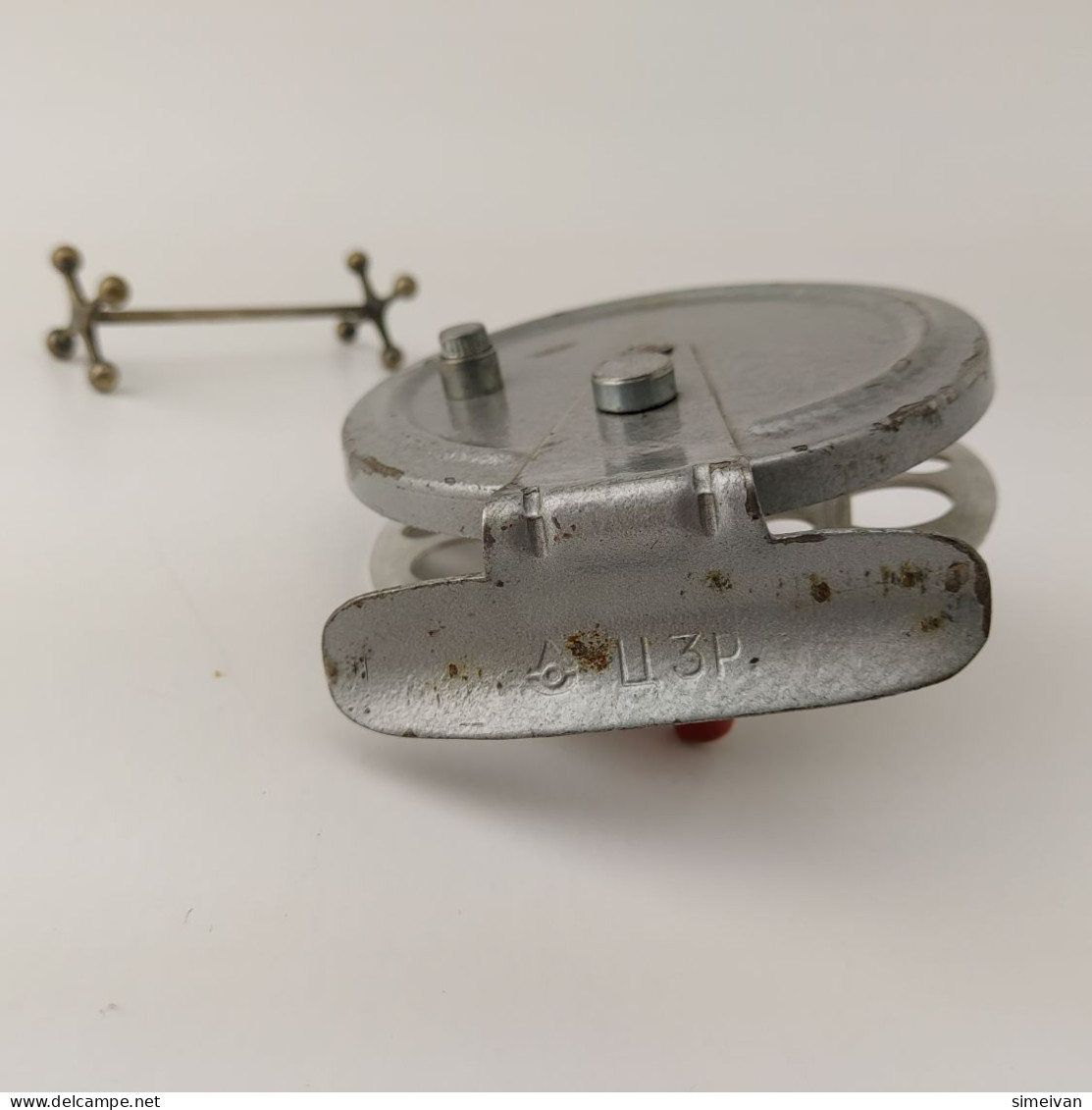 Vintage Soviet Fly Fishing Spining Centre Pin Reel Aluminum Spool USSR #5446
