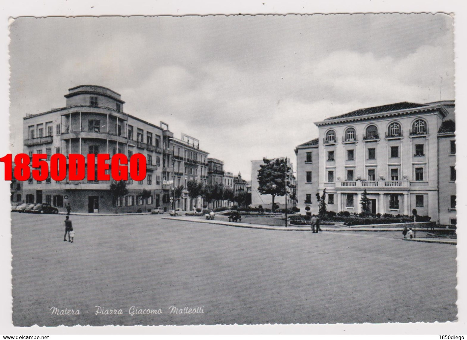 MATERA - PIAZZA GIACOMO MATTEOTTI F/GRANDE VIAGGIATA  1956?  ANIMAZIONE - Matera