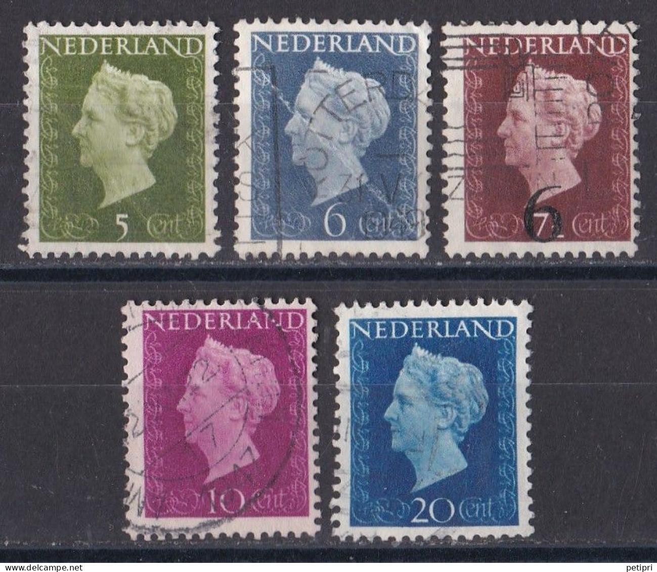 Pays Bas - 1930 - 1948 ( Wilhelmine )   Y&T  N ° 466  467  468  469  472  Oblitéré - Gebruikt